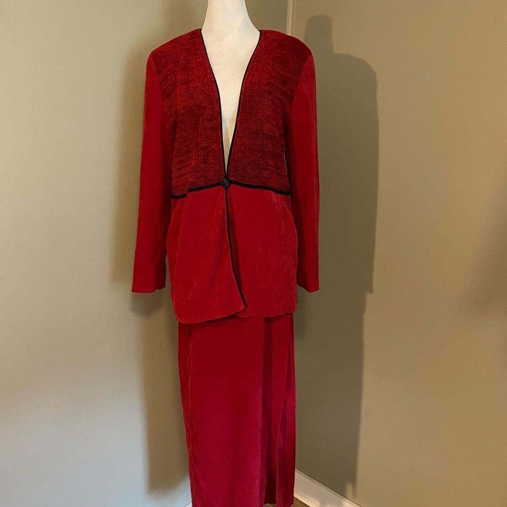 Nancy Bolen City Girl Chic Red Women's MIdi Skirt Set
